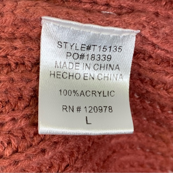 ENTRO Womens Size L Oversized Bulky Heavy Knit Sweater Crew Neck Long Sleeve Hem - Picture 10 of 12